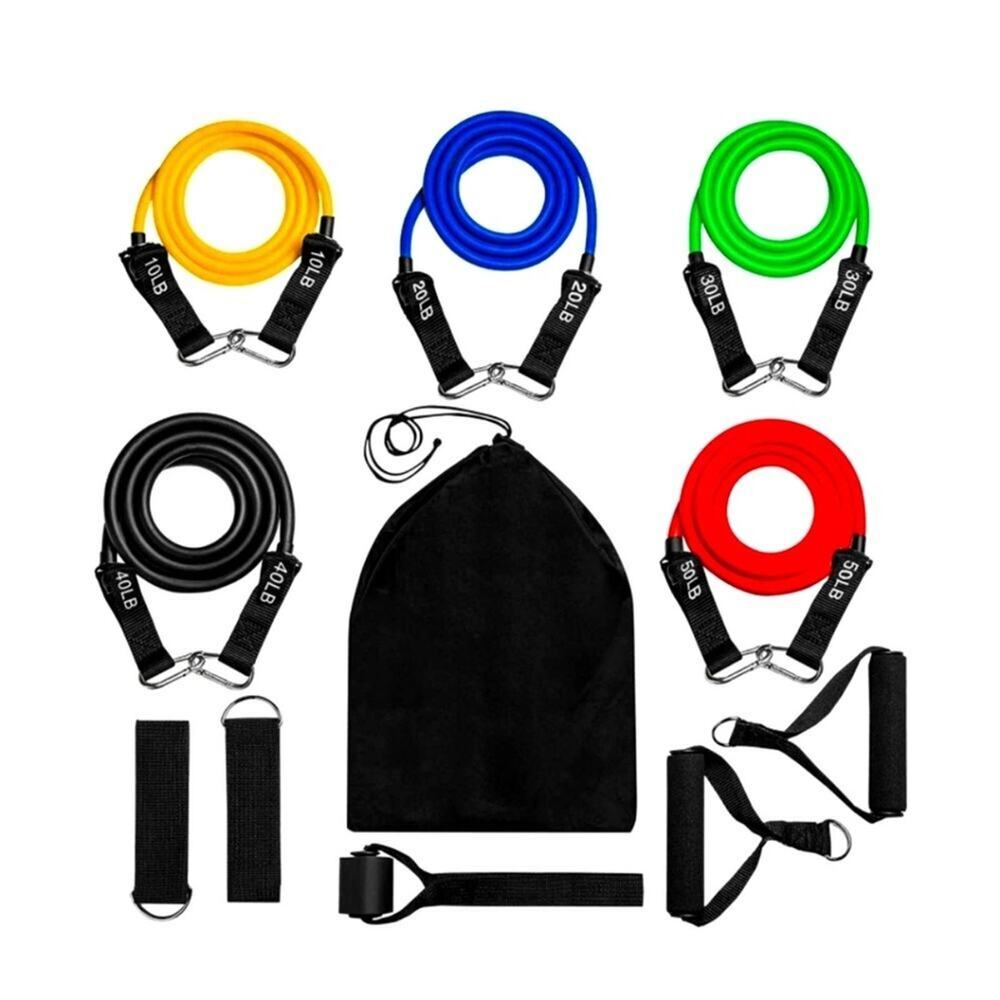 EXERCISE RESISTANCE BANDS SET OF 5 STACKABLE UP TO 150 LBS HOME FITNESS GYM NEW!